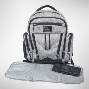 Eddie Bauer First Adventure Diaper Backpack Heather Gray Insulated Pockets